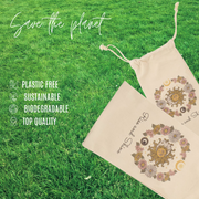 Rise And Shine Drawstring Cotton Bag - Celestial Sun Moon Good Vibe Pouch - 13